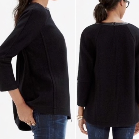 Madewell Leather Trim Wool Top / Sweater with side zipper small - Picture 2 of 5